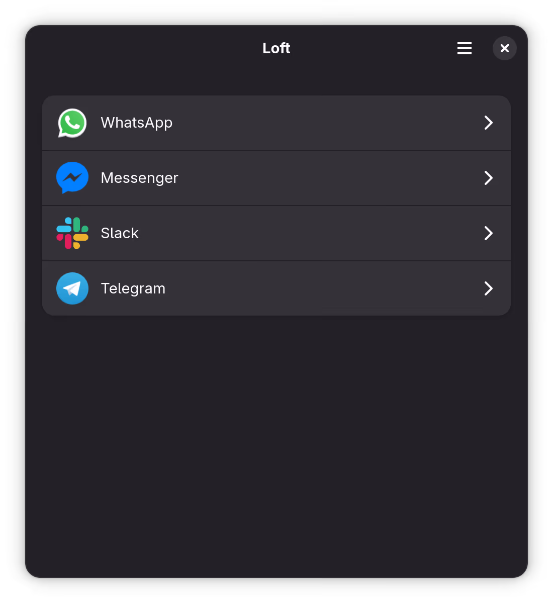Loft manager UI (dark mode)