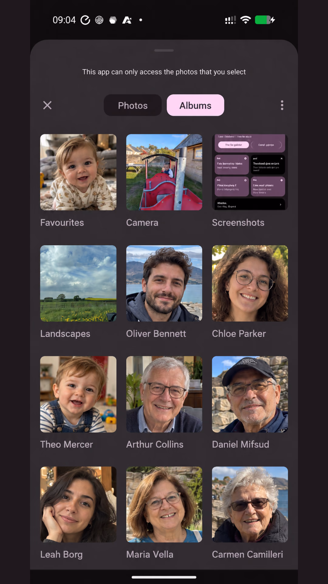 Android photo picker with Nextcloud albums
