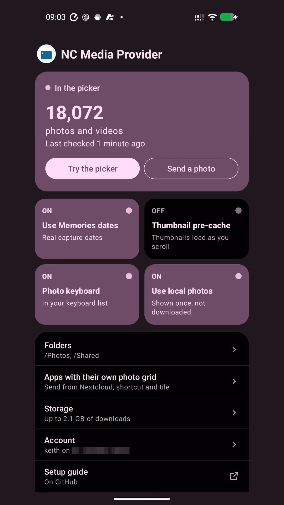 NC Media Picker main screen