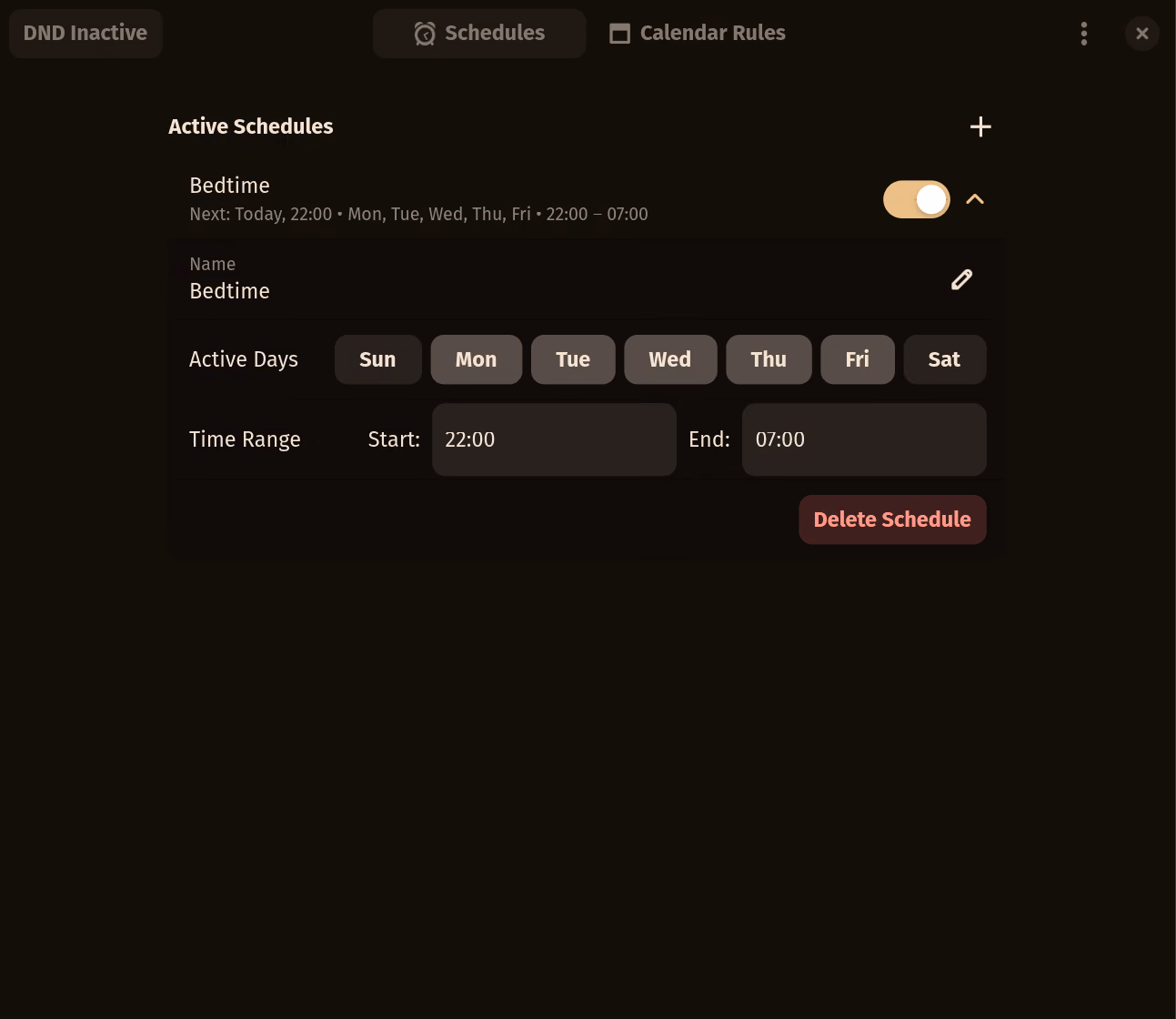 Creating a recurring schedule for Smart DnD